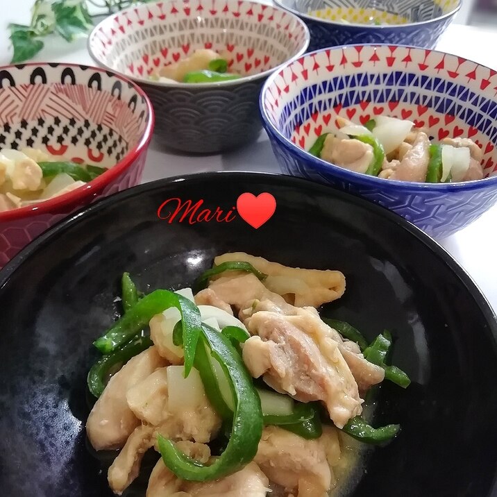 鶏ももとピーマンの味噌炒め